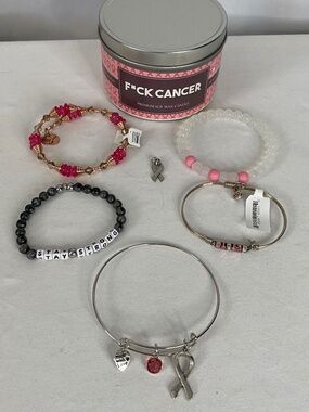 Breast Cancer Bracelet Lot with Candle